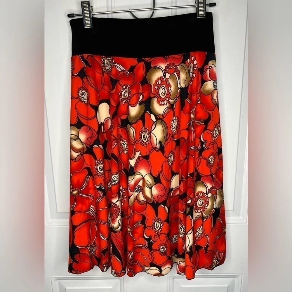 Red Floral Skirt for Women Elastic Skirt